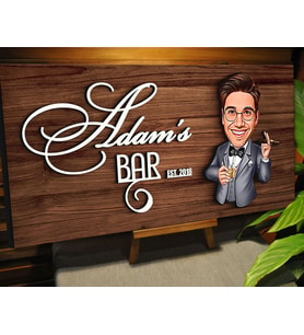 BK Gift Kişiye Özel Karikatürlü Kabartma Tasarım Ceviz Ahşap Bar Tabelası, Home Bar Tabela, Rustik Ev Dekorasyonu, Duvar Dekoru-15