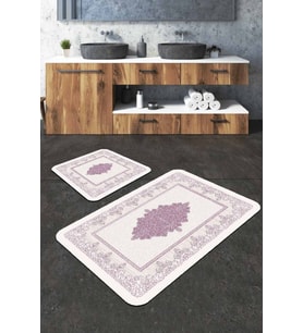Pembe Modern Klasik Banyo Halısı Klozet Paspas Seti BS284