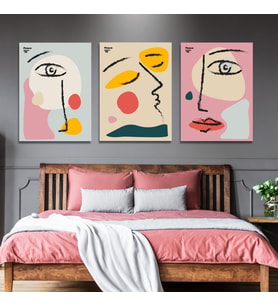 3'lü Kanvas Tablo Seti Pablo Picasso Kadın Silüetleri
