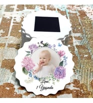 Magnet Hediyelik - Kız Bebek / Kız Çocuk Pembe Çiçek Tasarım Doğum Günü Resimli Magnet