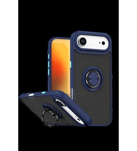 iPhone 17 Air Montreal Yüzüklü Silikon Kapak - Lacivert