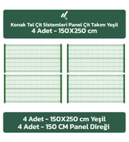 KONAK TEL ÇİT SİSTEMLERİ 4 ADET TAKIM PANEL ÇİT TELİ 150X250 CM (Yeşil)