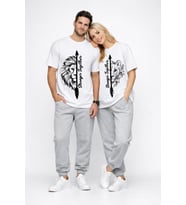 Sevgili Kombini Oversize Çift Tişört Unisex Matching Couple Stronger Together Baskılı Partner Set (Beyaz)