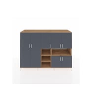 Kronos Dolap 13 Raflı 7 Kapaklı 220x59x163 Çam-Antrasit/Çam