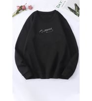 Unisex K.atatürk Imza Baskılı Bisiklet Yaka Sweatshirt (Siyah)