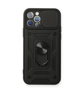 Apple İphone 12 Pro Kılıf Pars Lens Yüzüklü Silikon - Siyah