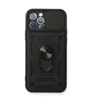 Apple İphone 12 Pro Kılıf Pars Lens Yüzüklü Silikon - Siyah