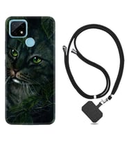 Realme C11 C21 C21Y C25Y C11 2021 Kılıf Boyun Askılı Silikon Flowers Cat 1345