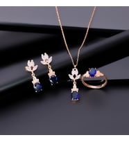 925 Ayar Gümüş Lotus Motifli Zirkon Taşlı Set