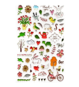 Sticker Kabartmalı Stiker Defter, Planlayıcı Etiket (lxk-014) - 22X14 cm - Bisiklet Renkli Kuşlar