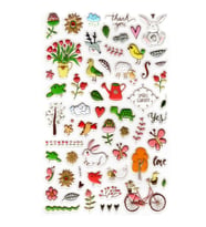 Sticker Kabartmalı Stiker Defter, Planlayıcı Etiket (lxk-014) - 22X14 cm - Bisiklet Renkli Kuşlar
