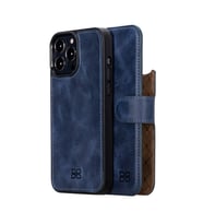 Bouletta Apple iPhone 13 Pro Uyumlu Deri Cüzdanlı Kılıf TN5 Lacivert (Karışık)
