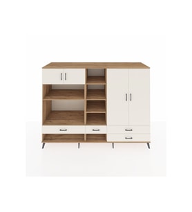 Kronos Dolap 12 Raflı 4 Çekmeceli 4 Kapaklı 220x59x163 Çam-Aytaşı