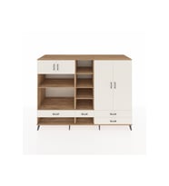 Kronos Dolap 12 Raflı 4 Çekmeceli 4 Kapaklı 220x59x163 Çam-Aytaşı