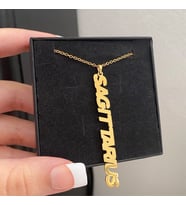 Kişiye Özel 925 Ayar Gümüş Dikey Yazı Yay Burcu Kolye