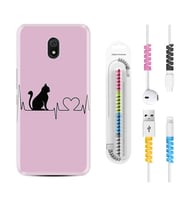 Xiaomi Redmi 8A 8 Pro 9C 9T 10C 11T Pro Kılıf Kablo Koruma Spiral Silikon Pink Cat Heart 1303