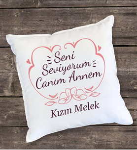 Happy Mothers Day Çiçekli Yastık (Beyaz)