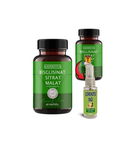 Magnezyum 2 Ad Bisglisinat magnezyum sitrat malat & vitamin b2 B3 B6 Caps 60lı + Çörek Otu Yağ
