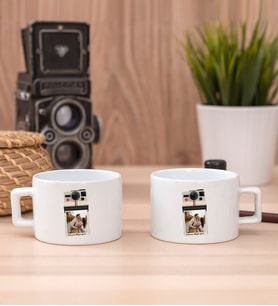 Kişye Özel Polaroid Tasarım Fotoğraflı İkili Fincan