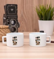 Kişye Özel Polaroid Tasarım Fotoğraflı İkili Fincan