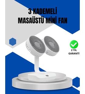 Mey İthalat® Ayarlanabilir Hızlı Çift Başlıklı Masaüstü Fan – Gece Lambalı Serinletici