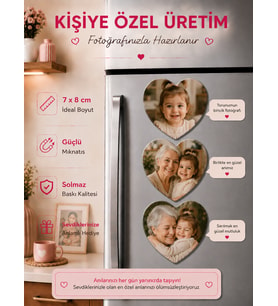 3 Kalpli Babaanne Torun Fotoğraf Magneti Kişiselleştirilebilir Sevgi Dolu Anı Hediyesi