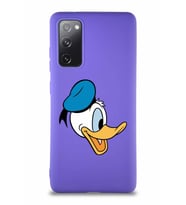 Samsung Galaxy S20 FE Soft Premier Kapak Donald Duck-F Tasarımlı Silikon Kılıf - Mor (Şeffaf)