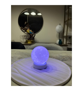 3D Ay Gece Lambası, LED Işıklı Masa Üstü Dekorasyon, Huzur Veren Atmosfer (Krem)