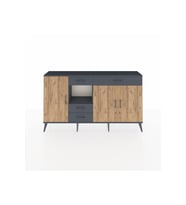 Arges Konsol 4 Raflı 4 Çekmeceli 3 Kapaklı 176x30x99 Antrasit-Çam/Antrasit
