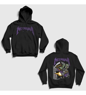 Presmono Unisex Siyah Metallica V2 Cincinnati Print Brandon Heart Sırt Baskılı Kapüşonlu Sweatshirt 517347tt
