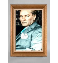 Çerçeveli Paspartulu Atatürk Tablo a25 (Gold)