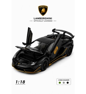 Lisanslı 1:18 Alaşım Lamborghini Aventador SVJ Koleksiyonluk Die-Cast Metal Araba Siyah