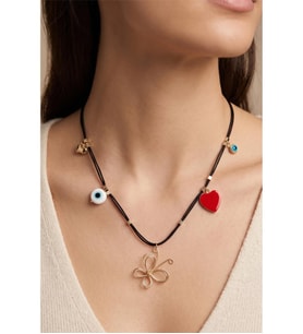 İP KELEBEK KALP NAZAR CHARM FİGÜRLÜ KOLYE