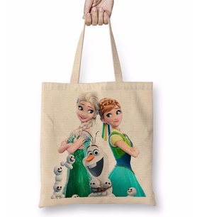 Elsa ve Anna 3 Bez Çanta Uzun Saplı