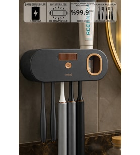 Mio UV5F 1200mAh Şarj Edilebilir UV Sterilizatörü Otomatik Diş Fırçası Tutucusu Siyah