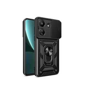 Xiaomi Redmi 13C Uyumlu Kılıf Magnetik Standlı Kamera Korumalı Zore Sürgülü Vega Kapak