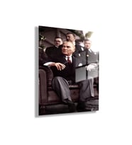 Temperli Gerçek Cam Ofis Tablosu Oturan Atatürk Portresi