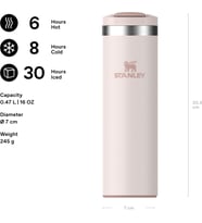 Stanley The Transit Fliptop Mug Termos 0.47 Litre - Pembe Kuvars (Rose Quartz) Paslanmaz Çelik