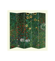 Gustav Klimt Çiftlik Bahçe Ayçiçeği 5 Kanatlı Oda Bölücü Çift Taraflı Kanvas Paravan