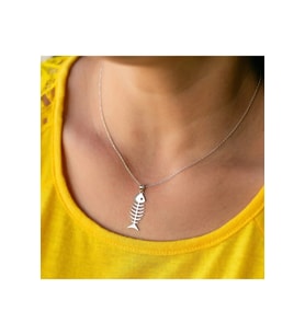 Balık Kılçığı Model Kolye Kolye (Gümüş)