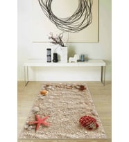 Bej 3D Üç Boyutlu Kaymaz Tabanlı Dekoratif Halı MX02 - 100 x 160 cm