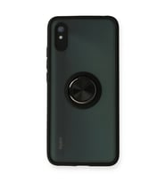 Xiaomi Redmi 9A Kılıf Montreal Yüzüklü Silikon Kapak - Siyah