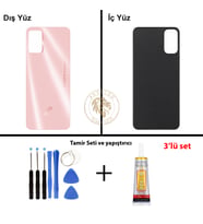 Reeder Vida Seti + Yapıştırıcı S19 Max Pro S Pembe Yapıştırıcı B-7000 Yapıştırıcı Vida Seti Arka Kapak Arka Cam Batarya Kapağı Lazer Kesim Kapak Pil Kapağı Back Cover