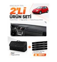e-biz VOLKSWAGEN GOLF 5 (2003-2009) Uyumlu Torpido Örtüsü + Deri Bagaj Çantası Seti - Siyah - VW010