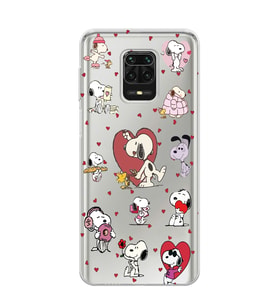 Redmi Note 9 Pro / 9s Uyumlu Snoopy ve Kalp Tasarımlı Şeffaf Telefon Kılıfı