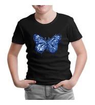 Beautiful Blue Butterfly Siyah Çocuk Tshirt
