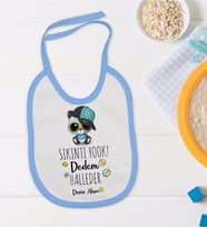 BK Kids Kişiye Özel Mavi Bebek Mama Önlüğü - Model 76