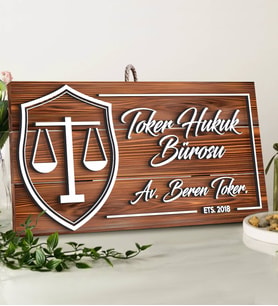 BK Gift Kişiye Özel Avukat Tasarımlı Dekoratif Ahşap Tabela