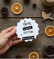 Kişiye Özel You Are a Limited Edition Bardak Altlığı Doğum Günü Hediyesi (Bej)