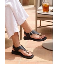Nesil Shoes Dvm 219 Siyah Tokası Cırtlı Parmak Arası Sandalet